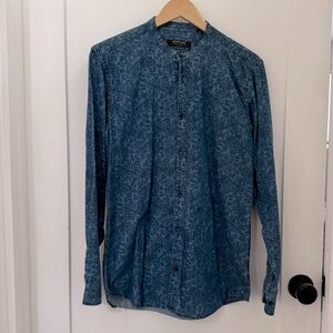 Nuvolari • Italian paisley printed chambray button down shirt